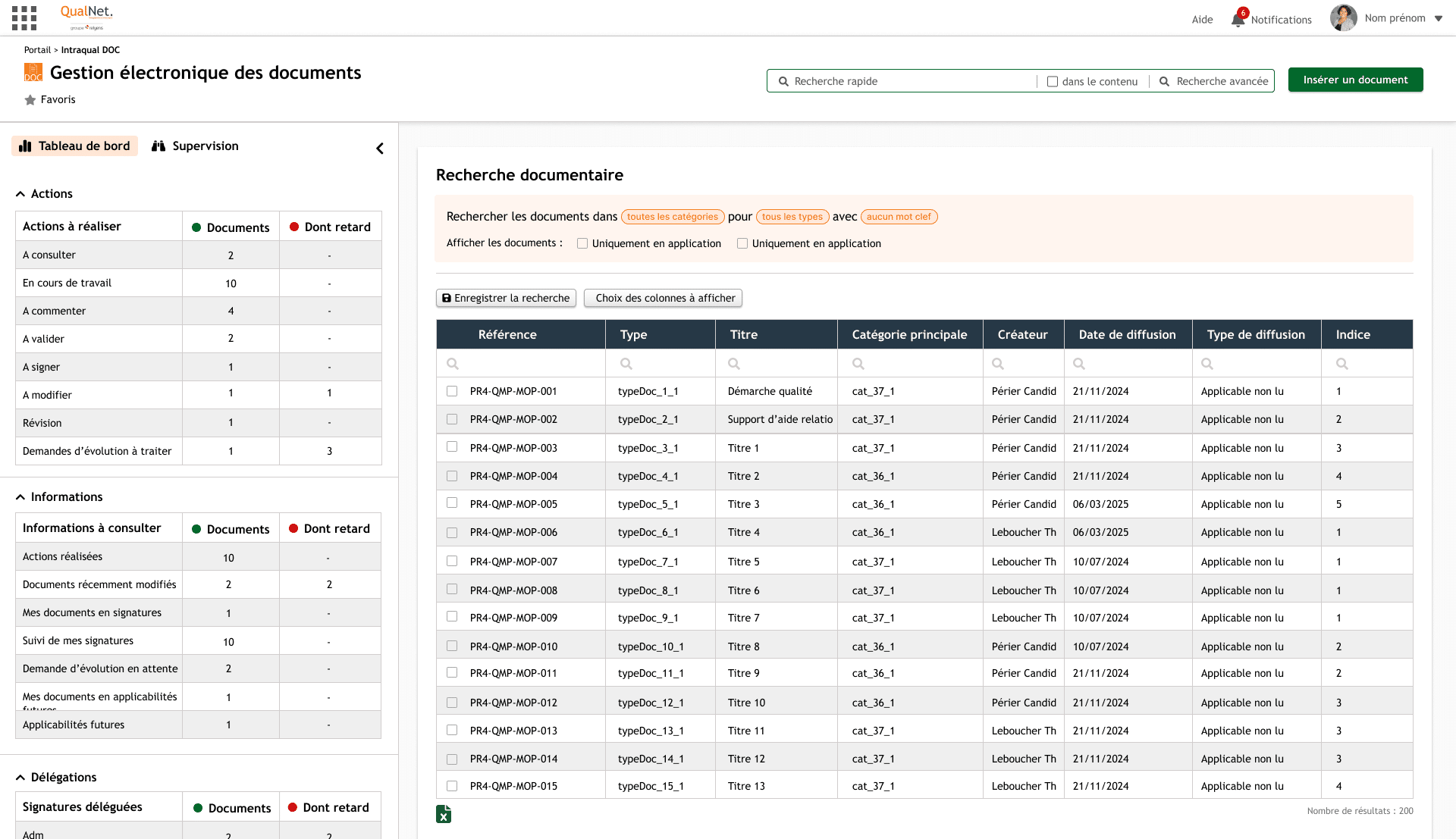 Page d'accueil de la solution Intraqual DOC GED QualNet