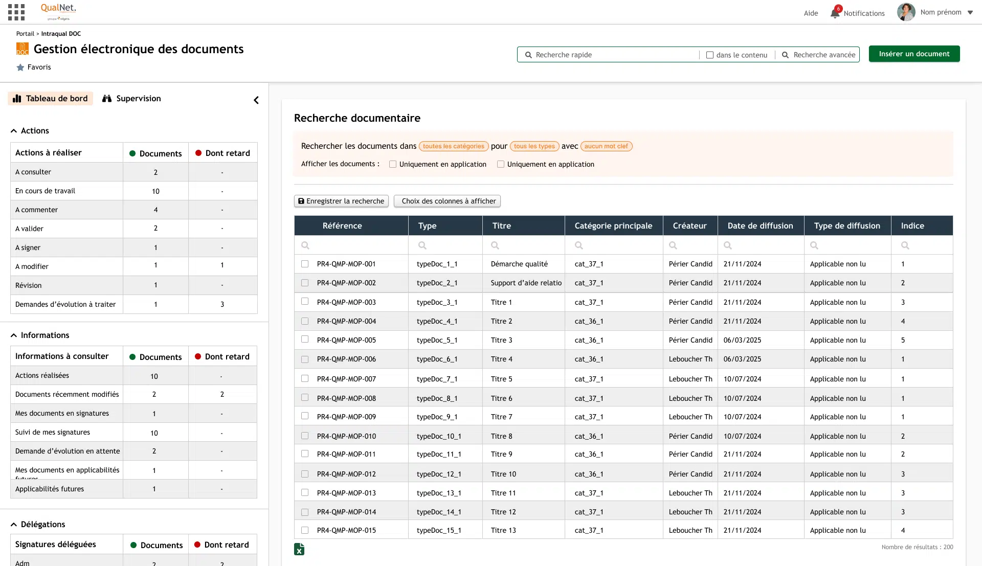 Page d'accueil de la solution Intraqual DOC GED QualNet